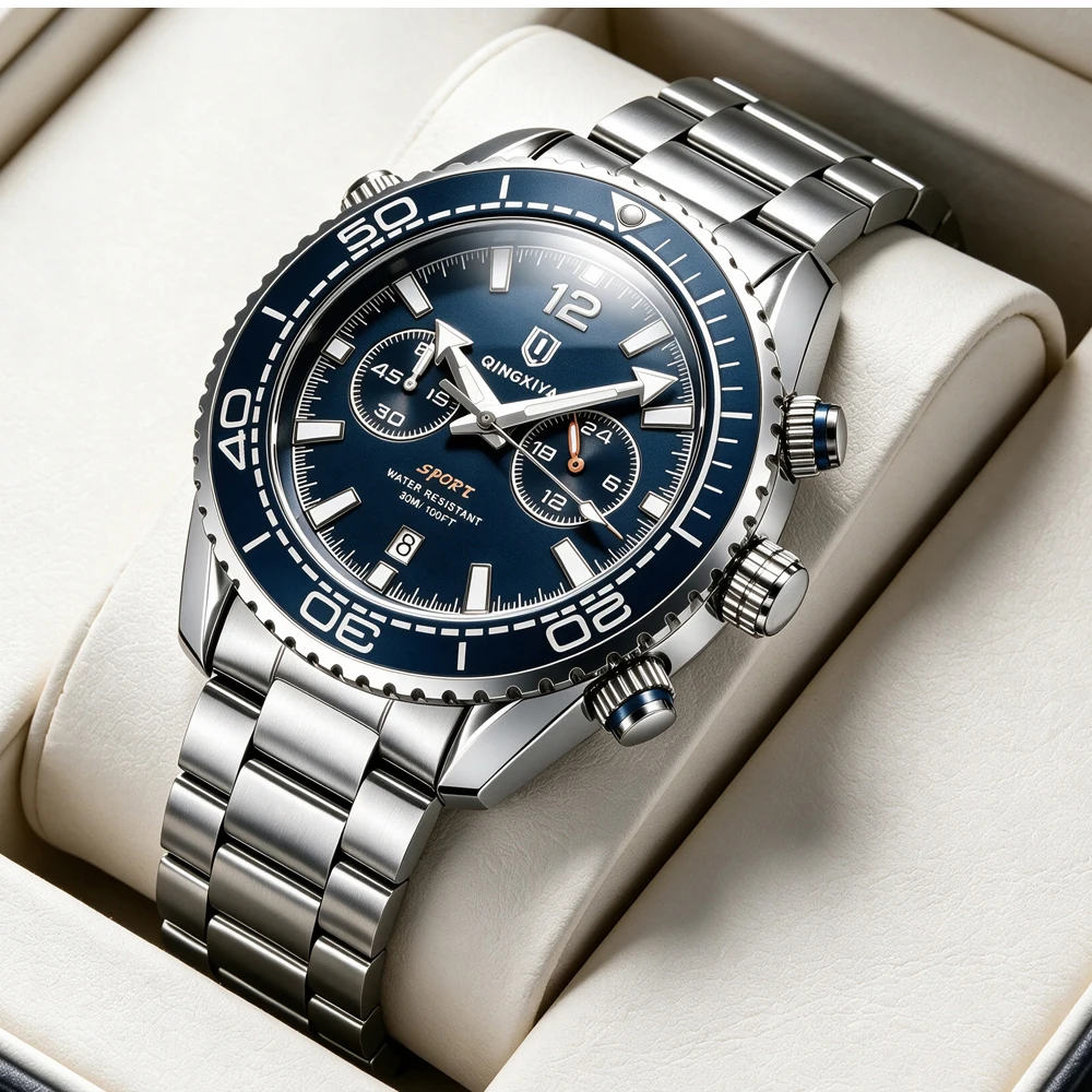 QINGXIYA Marken-Luxus-Herrenarmbanduhr Sport-Chronograph Wasserdicht Leuchtend Datumsanzeige Uhren für Herren Casual Quarz Herrenuhr Reloj – Detail 13
