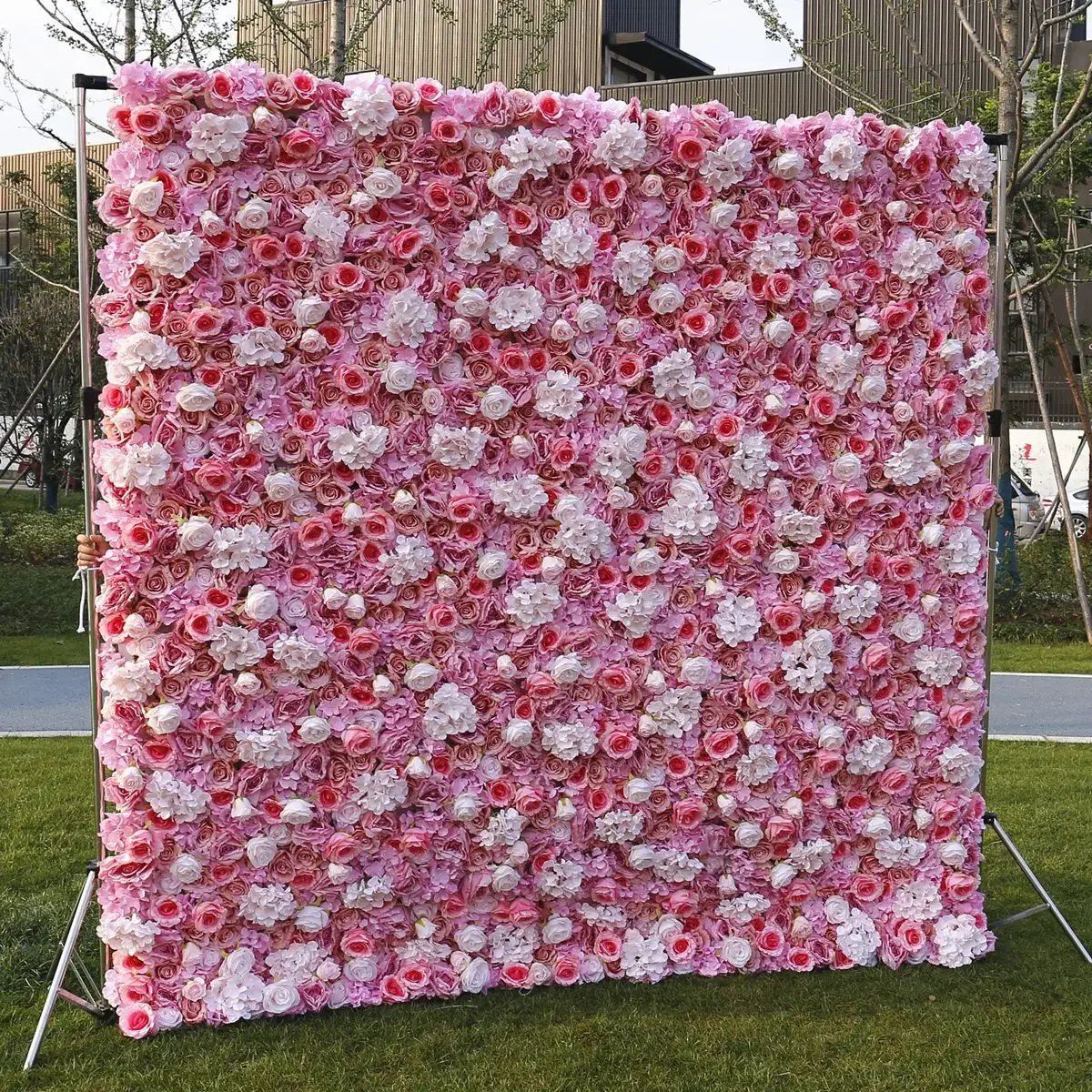 Rose hydrangea price artificial flower for wall decoration flower wall pink backdrop