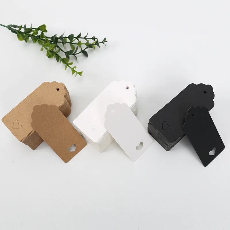 100pcs Rectangle Blank Hang Tags Wedding Birthday Party Gift Card Kraft Paper Label Garment Price Tag Baking Packaging Supplies