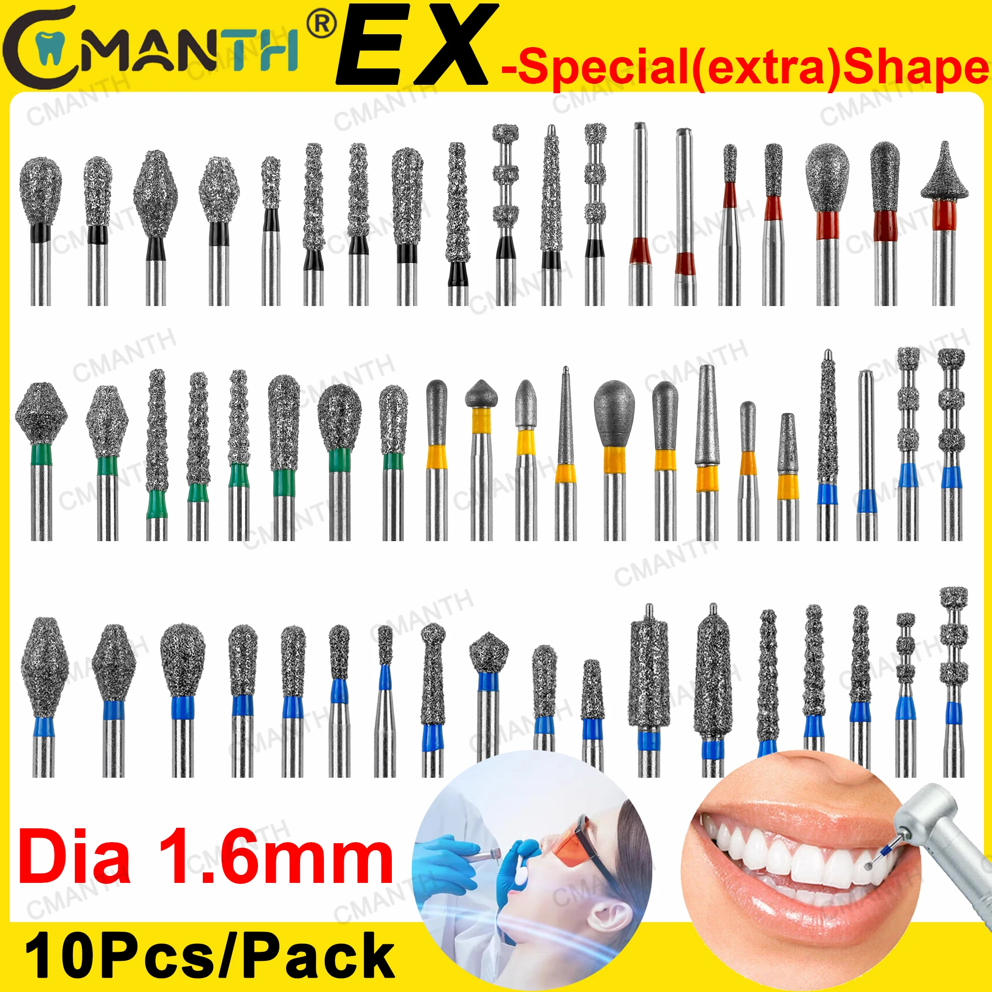 

Dental High Speed Burs Diamond Burs Drills EX Type FG Dia.1.6mm For Dentistry Lab Polishing Tools 10Pcs/Pack Dentist Product