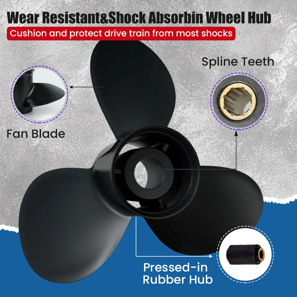 Boat Propeller 13 3/4x15 for Mercury 40 50 60 70 75 80 90 100 115HP 125HP 140HP Outboard Engine Aluminum Alloy 3 Blade 15 Spline
