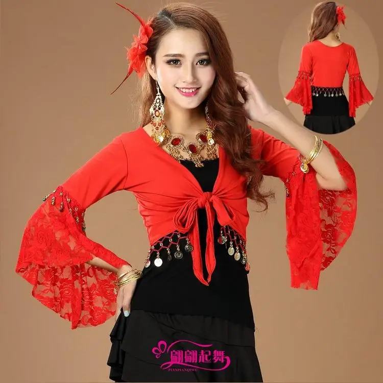 long-sleeve-lace-shawl-square-dance-performance-costume-top-for-belly-dance-fitness-practice-square-dance-outfit-new-model