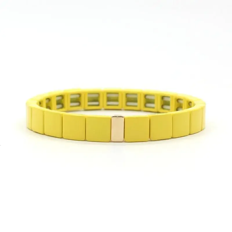 2022 Fashion enamel Charm Lady Rainbow bracelet with stacked colorful beaded bracelet gradient geometric square 8*8mm