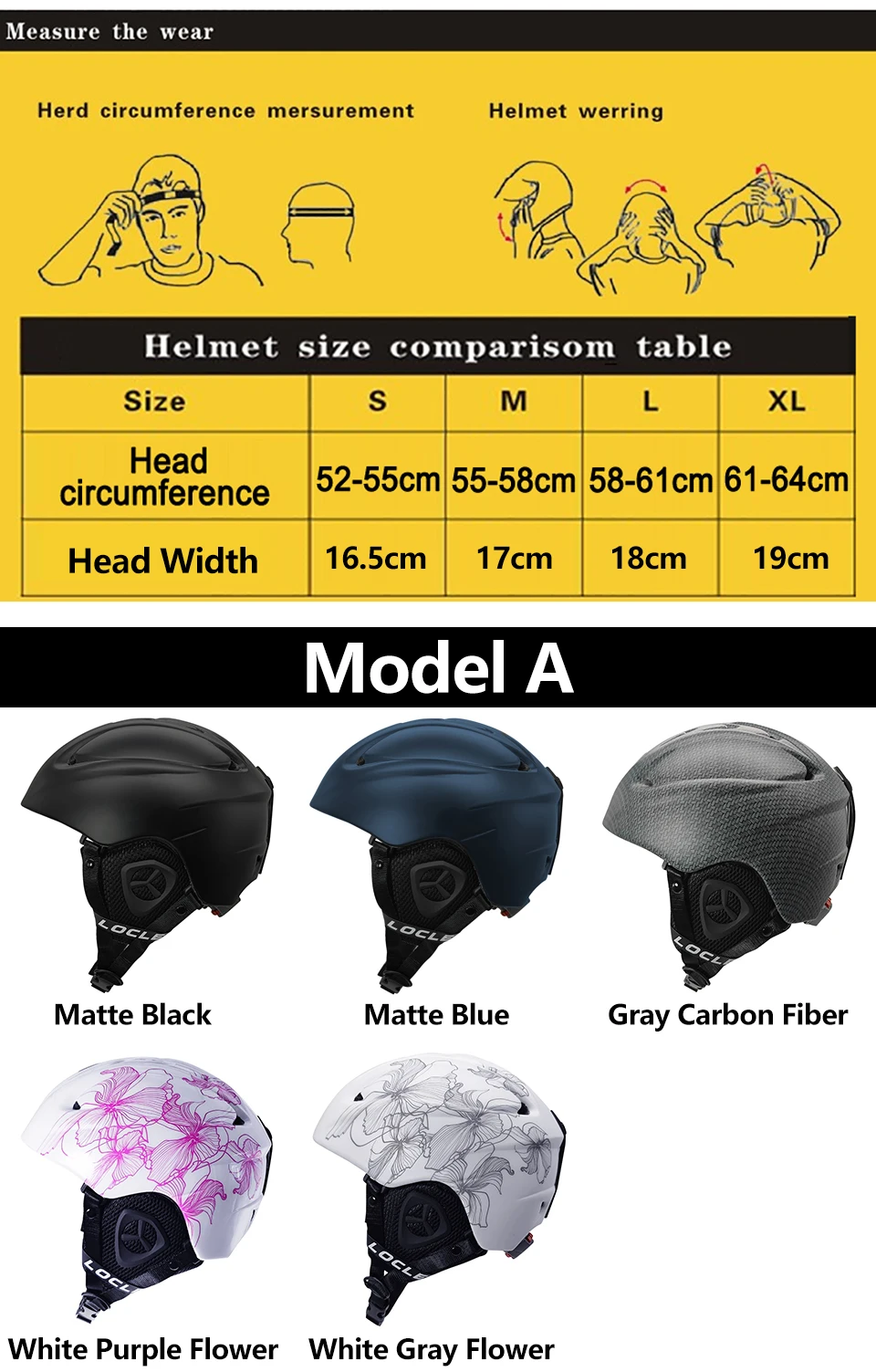 LOCLE Skihelm Herren Damen Integral geformter Kinder Kinder Skihelm Skateboard Ski Snowboard Motorrad Schneemobil Helm – Detail 5