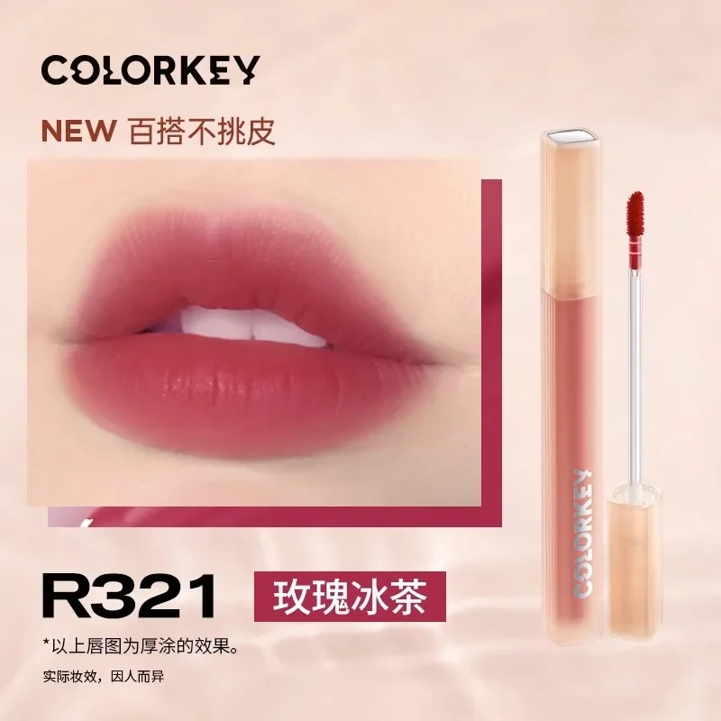 Colorkey Matte Lip Glaze Velvet Lipstick Waterproof Non-stick Cup Moisturizing Lip Gloss Makeup for Women Original Makeup Beauty