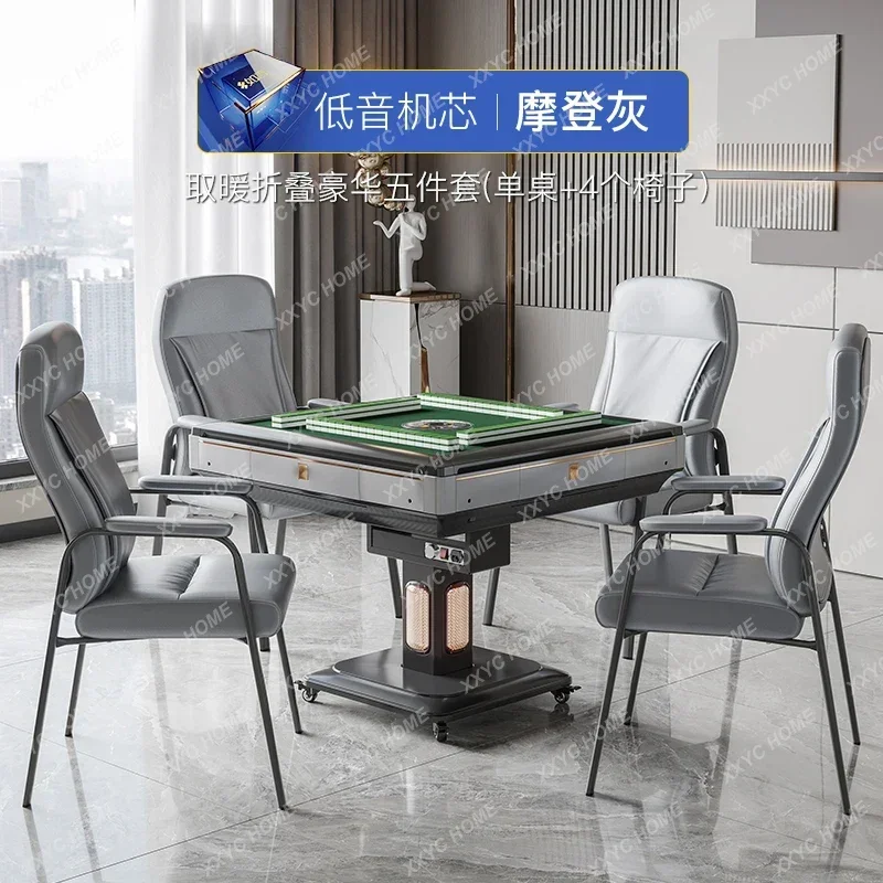 AAzxFive-Piece Set Mahjong Machine Automatic Household Bass Dining Table Dual-Use Folding Mahjong Table