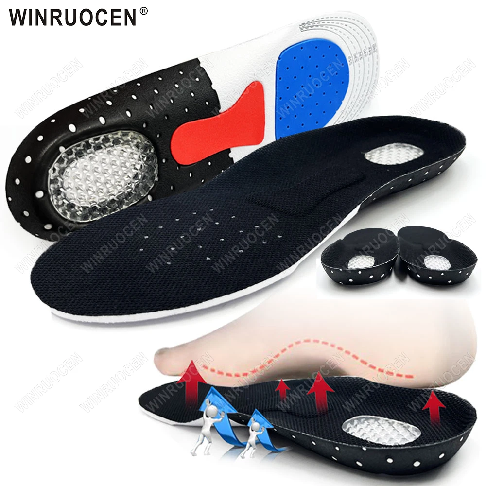 Orthopädische Einlegesohlen für Männer und Frauen, Memory-Schaum-Kissen, Gel-Einlegesohle, Silikon-Fußgewölbe-Stützpolster, Sportschuhpolster, weicher Laufeinsatz