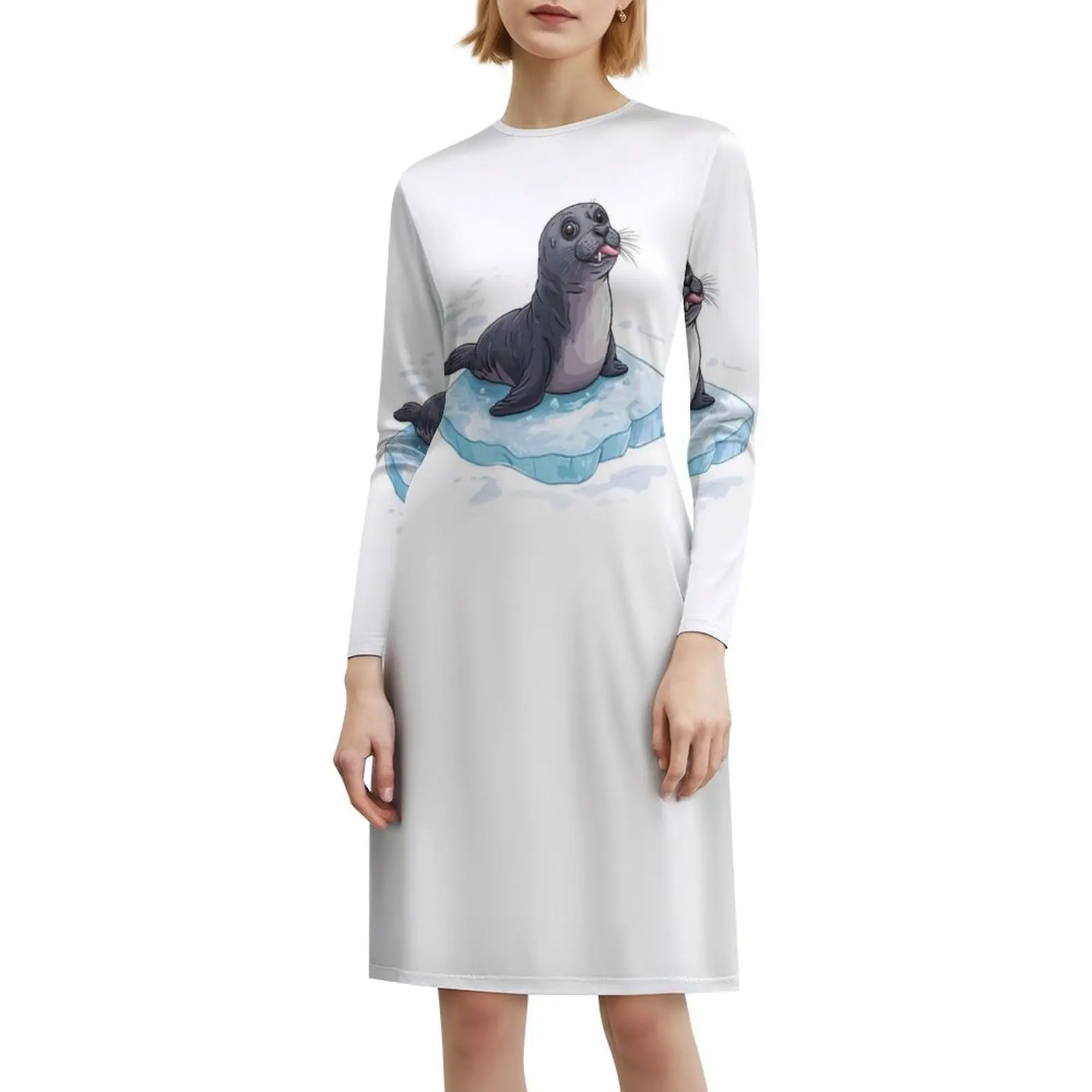 فستان بوهيمي صغير بدون أكمام للنساء مطبوع عليه فساتين حفلات الشاطئ، ختم صغير على شكل حيوان، فستان نسائي لطيف #6