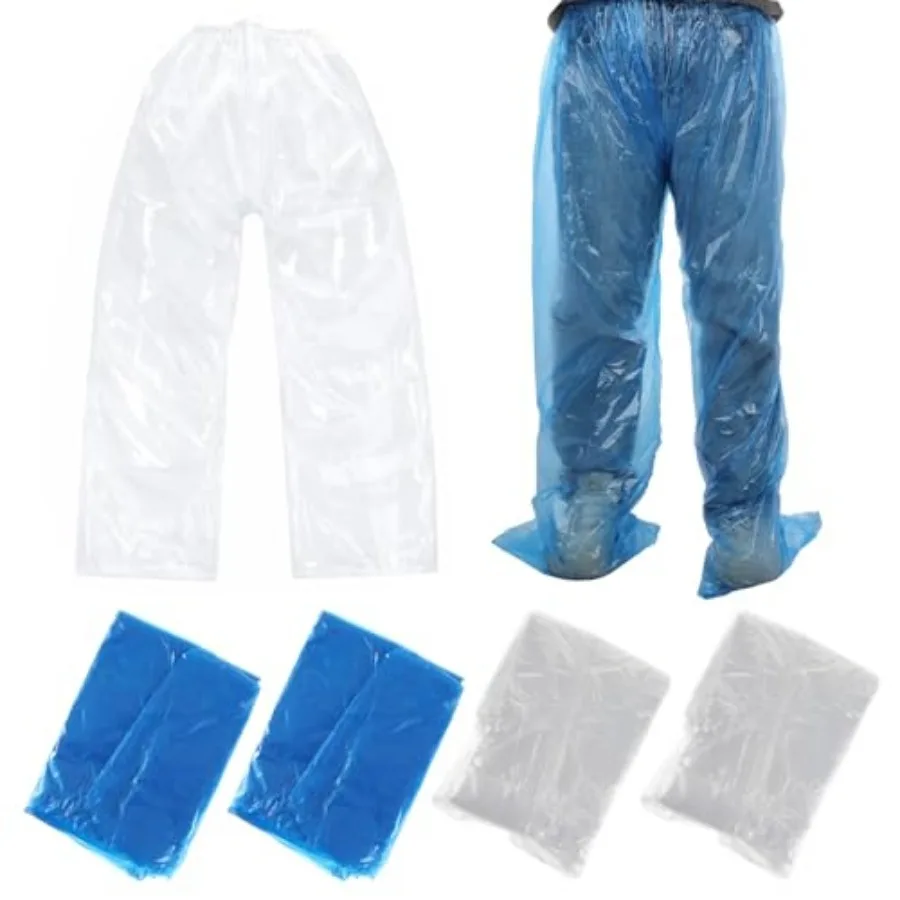 

4 PCS Disposable Rain Pants, Unisex Adult Waterproof Long Tube Pant with Shoe Cover, PE Material for Outdoor Activities Travel
