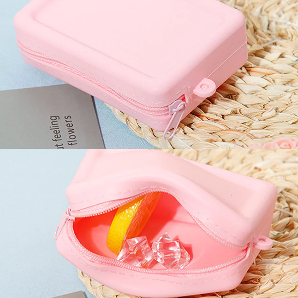 Nuova borsa cosmetica per Organizer in Silicone borsa per auricolari con cerniera liscia impermeabile Vintage portafoglio Color Macaron portamonete