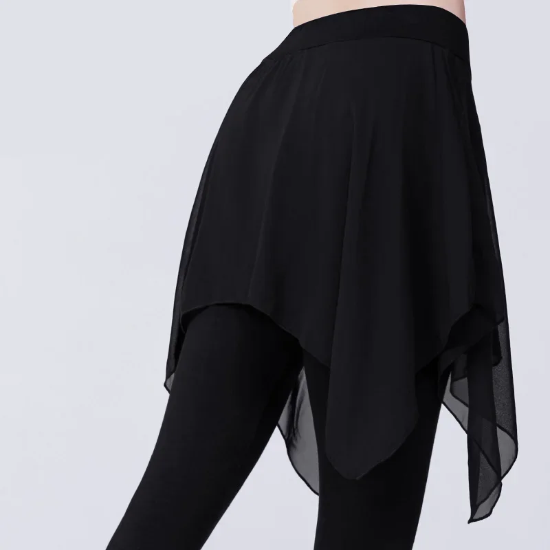 Women Dance Pants Sport Running Fitness Pants Yoga Leggings Ballet Long Pants with Chiffon Skirt Modal Dance Trousers Adult