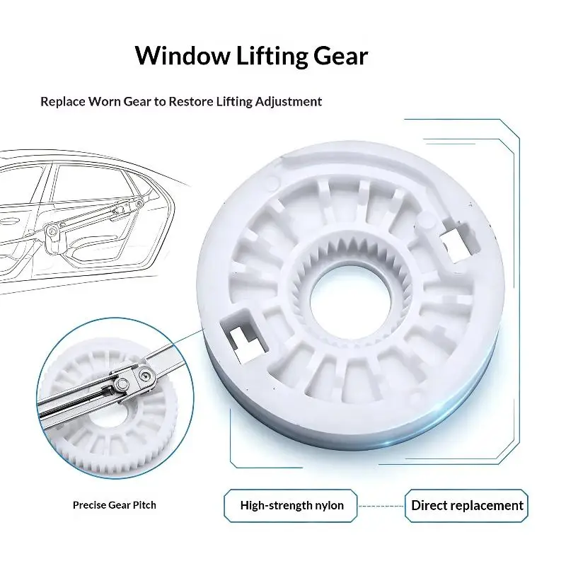 Window Regulator Spool Gear Cold Resistant Plastic Pulley Wheel Friction Resistant Auto Glass Lifter Replacement for All Car Ty