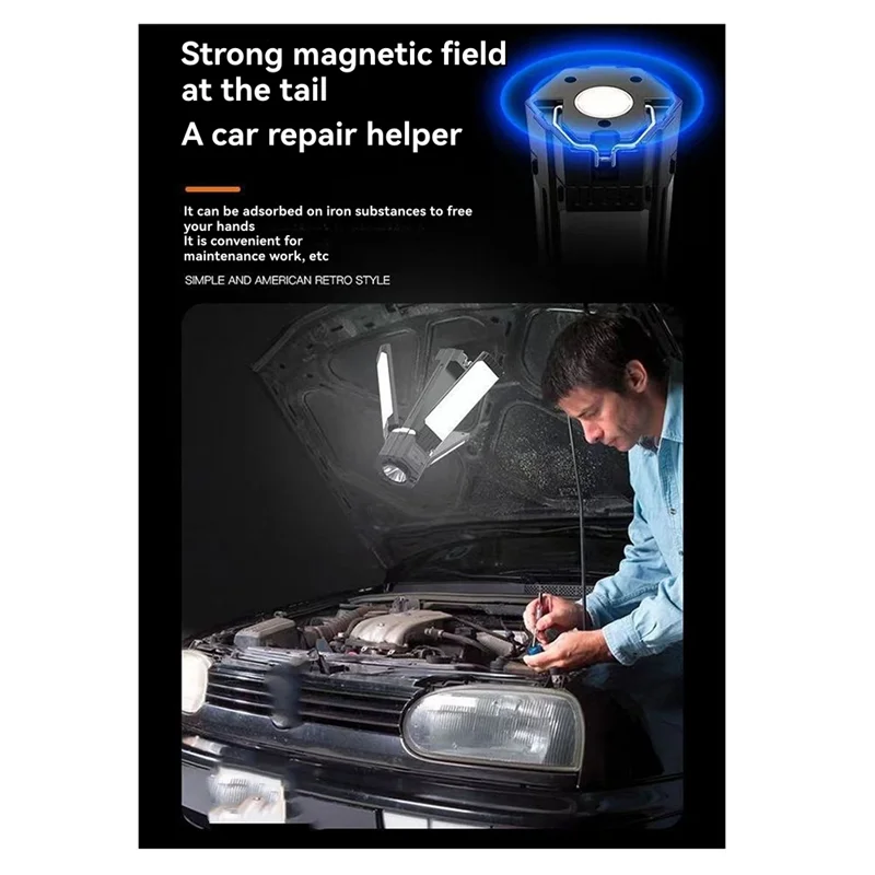 【New User Coupon】Work Light 3000MAH USB Rechargeable Camping Flashlight Portable Adjustable Repair Warning Light