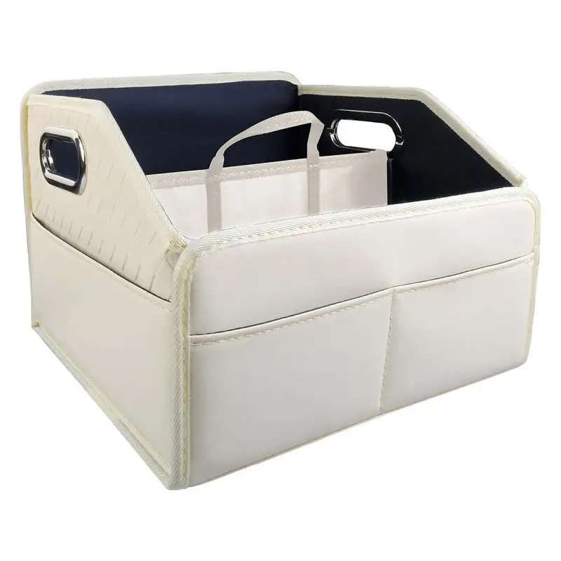 Trunk Storage Organizer Leather Cargo Trunk Organizer Foldable Cargo Trunk Organizer Multi-Compartment Camping Storage Box For