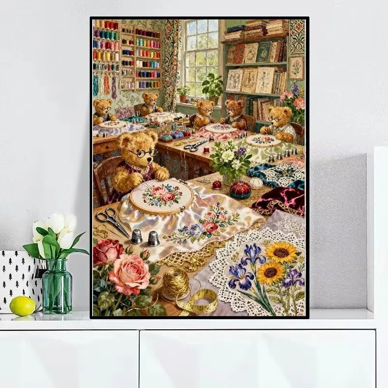 9CT 11CT Embroidery Room Embroidery DIY Chinese Style Printed Kits Cross Stitch Thread Needlework Sets Home Crafts 50 Colors