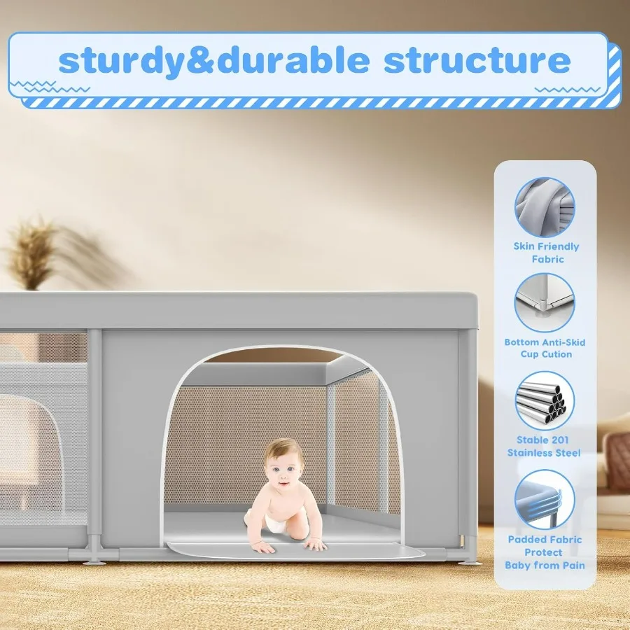 Box per bambini da 79 x 79 pollici per uso interno ed esterno Area gioco sicura e spaziosa per i più piccoli con tessuto delicato sulla pelle e morbido