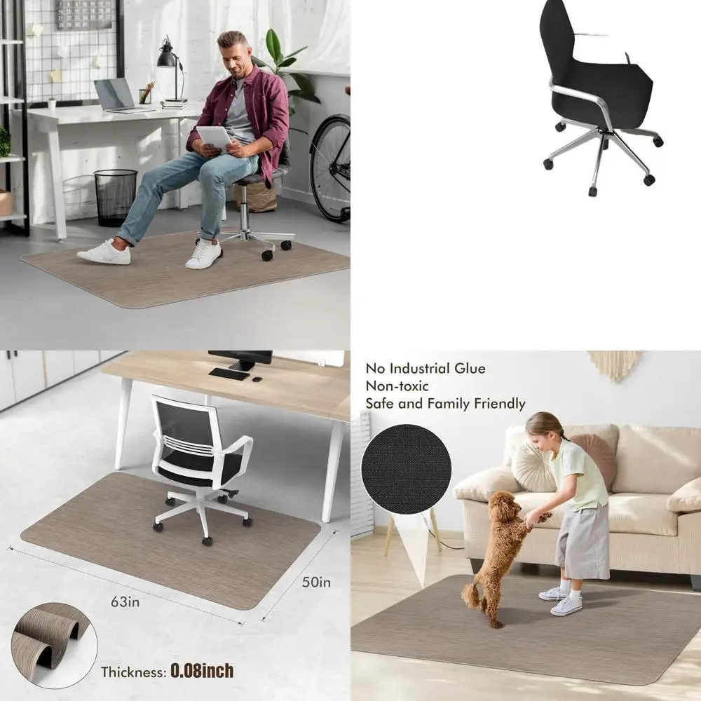 

Большой коврик для офисного/домашнего кресла 50x63 см, из ПВХ, с защитой от скольжения, для твердых полов, темно-коричневый