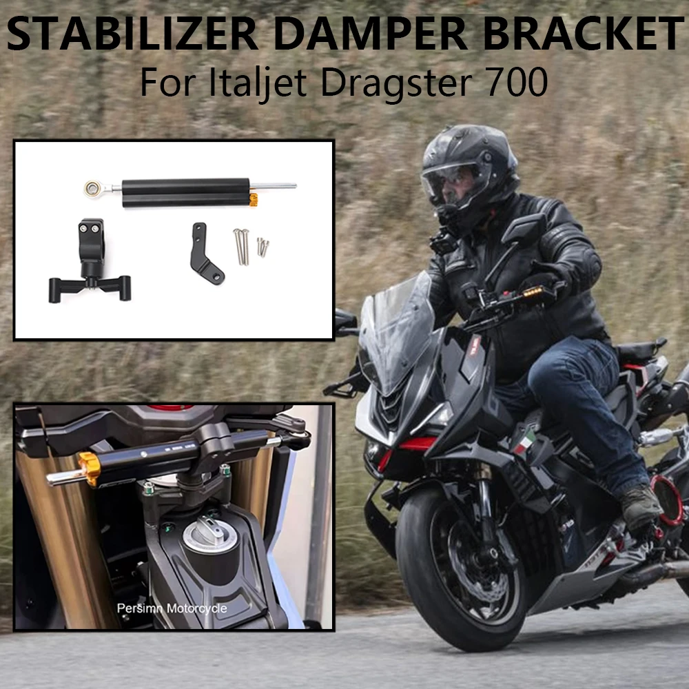 Neues Motorradzubehör Vorderer Stabilisator Lenkungsdämpfer Halterung Aluminium Schwarz Kits für Italjet Dragster 700