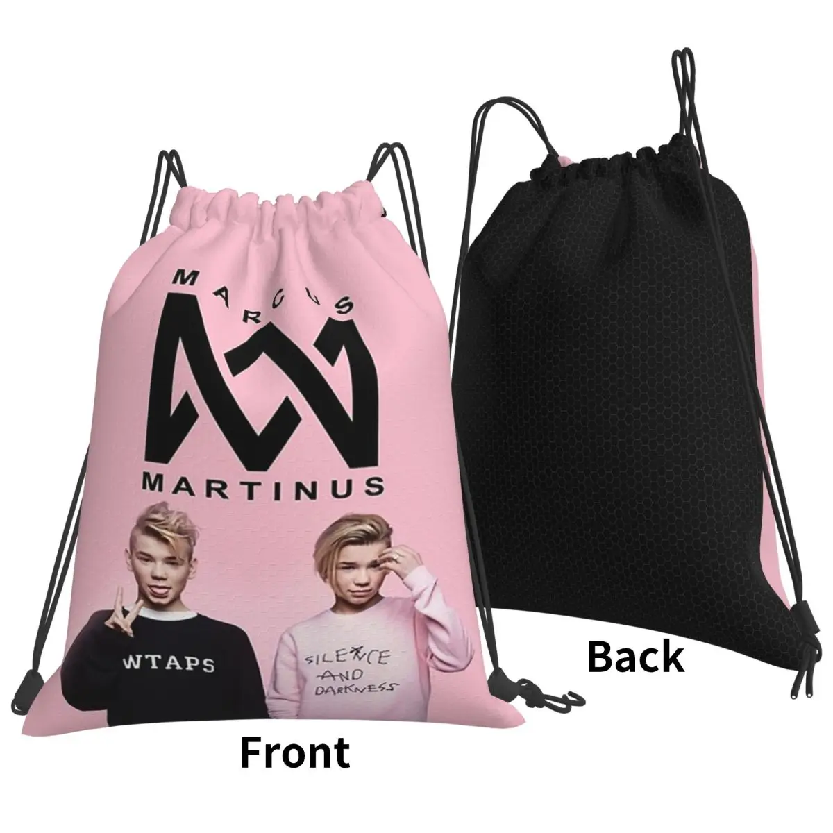 Popular Funny Marcus And Martinus Backpacks Portable Drawstring Bundle Pocket Sports Bag Book Bags for Travel School