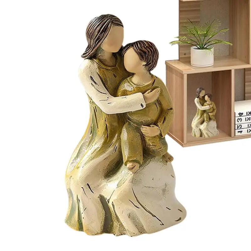 

Mother And Son Statue Mother Son Daughter Statues Cute Duck Resin Statue Carved Hand-painted Dolls For Bedroom Living Room Table