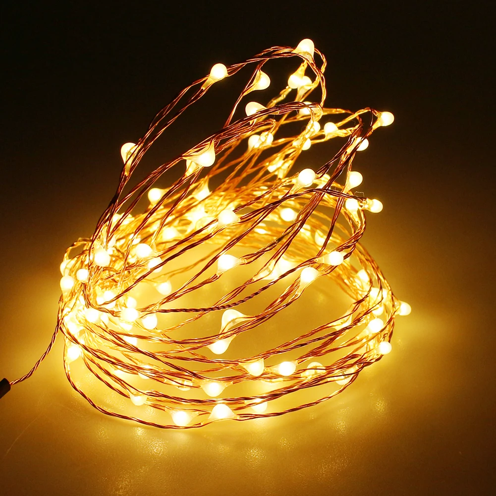 Copper Wire String Light 8 Modes USB Powered+Remote Control for Wedding Party Home Christmas Fairy Decor Warm White 10m 20m 30m