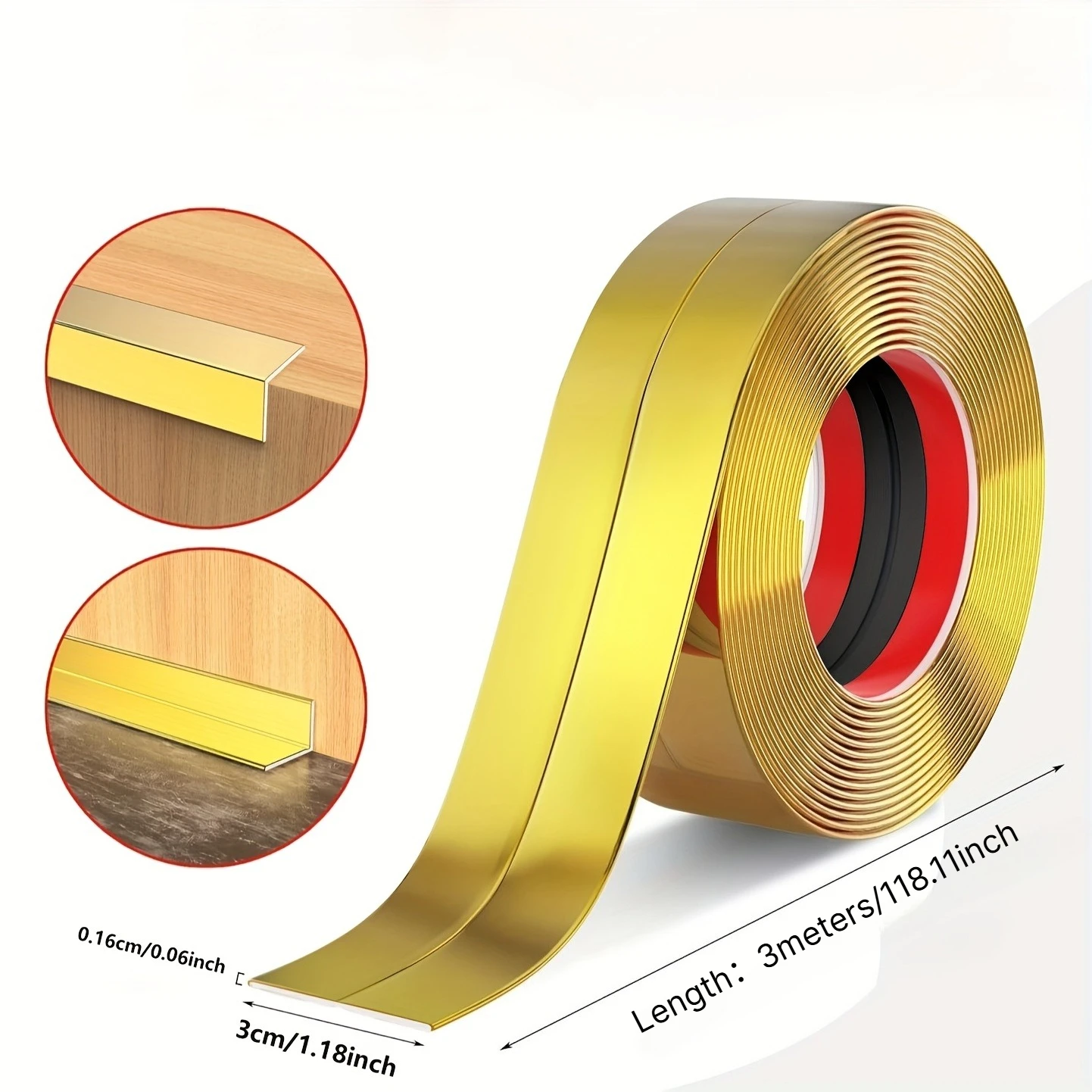 Golden Corner Guard Strip,PVC Corner  Trim, Tile Corner Protection Decorative Strip, Peel-and-stick  Trim for Backsplashes