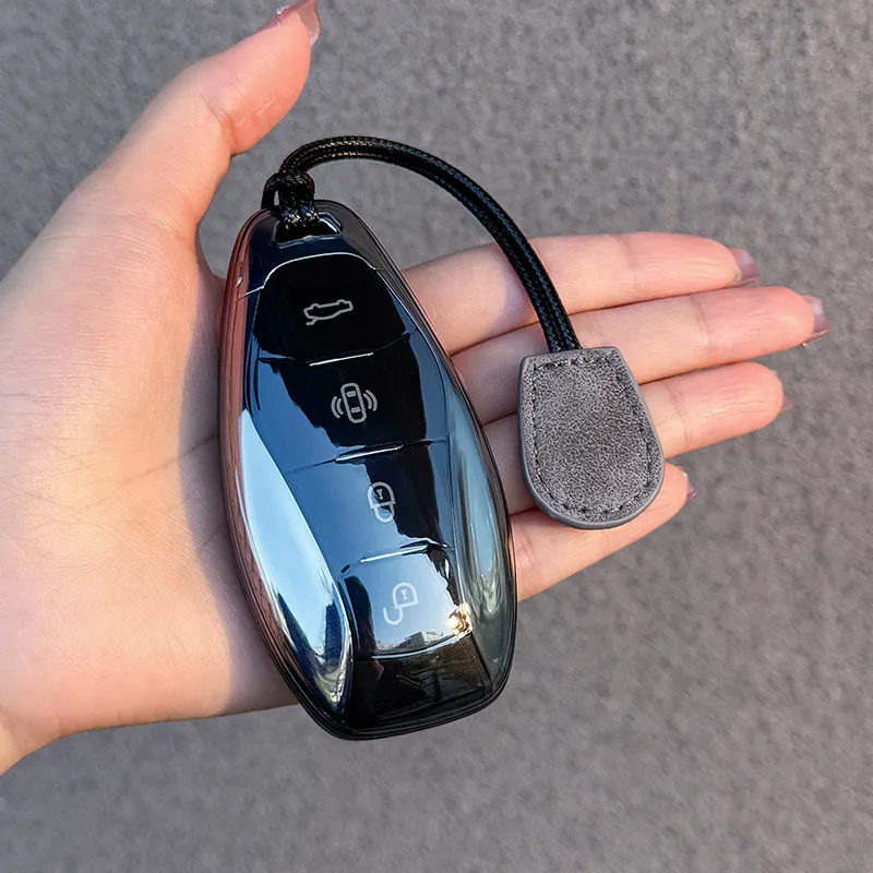 Capa de Chave de Carro em TPU com 4 Botões para Hongqi H5 HS5 H6 H9 HQ9 HS3 2021 2022 2023, Bolsa Porta-Chaves, Acessórios de Estilo
