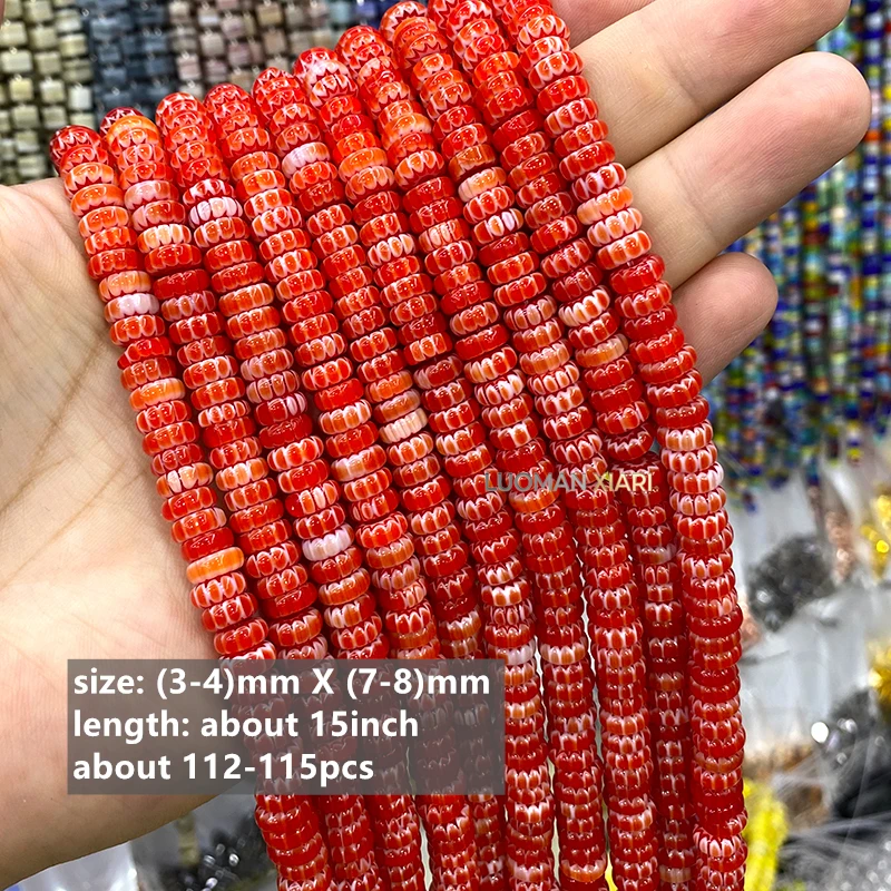 Großhandel 3x8mm Rondelle Handgefertigte Farbige Lampwork Lose Abstandsperlen für Schmuckherstellung DIY Armband Charms Zubehör 15'' – Detail 6