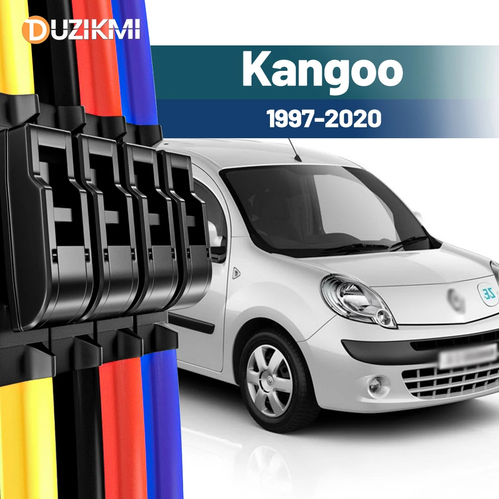 For Renault Kangoo 1 2 1997-2020 2012 2013 2014 2015 2016 2017 2018 2019 2pcs Front Windshield Windscreen Wiper Blades Red Blue