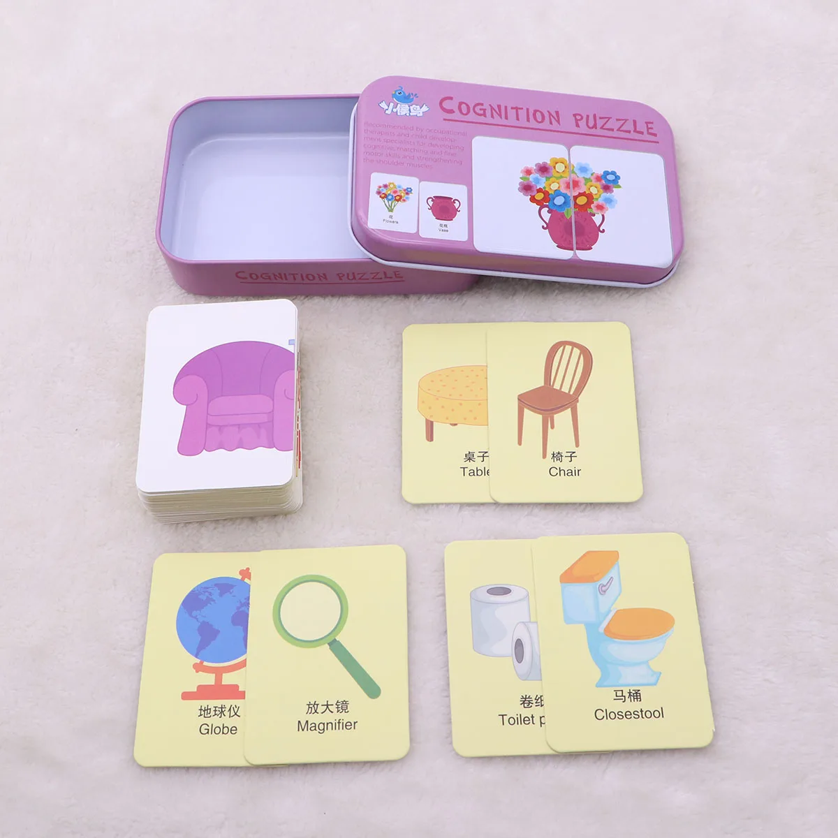 

32pcs Flash Cards For Kids Learning Hard Paper Cognition Puzzle Card Game Manipulative Ability Early Childhood Education
