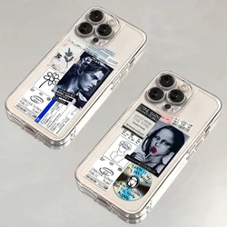 INS Cold Style Stickers Phone Case For Samsung S25 S24 S23 S22 S21 S20 FE Note20 Note10 Plus Ultra Lite 5G Clear Soft TPU Cover