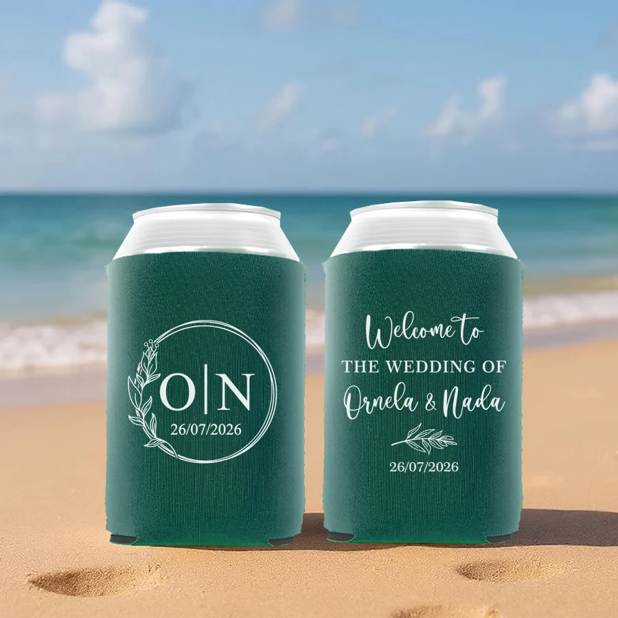 

10/30/50 Personalized Beer Can Cooler Personalized Can Cooler Sleeve, Wedding Drink Decoration, Personalized Wedding Guest Gifts