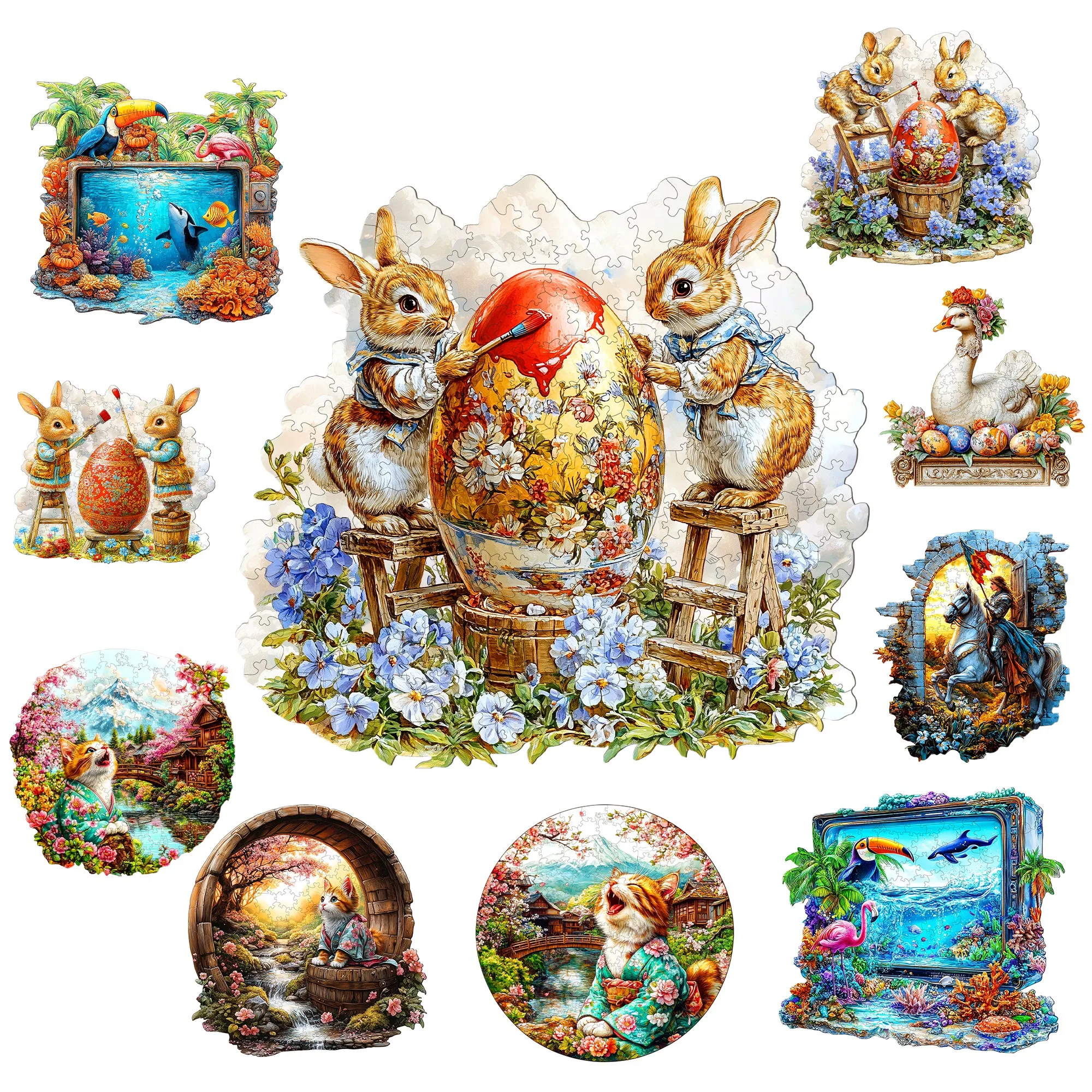 

Animal Family Theme Wooden Jigsaw Puzzle Wooden Decor Painting Christmas and Halloween Gift Toy For Teen And Kid