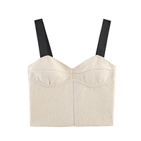 Summer minimalist style V-neck slim fit structured knit short sleeved knitted jacket with suspender short top and half skirt - Image 2