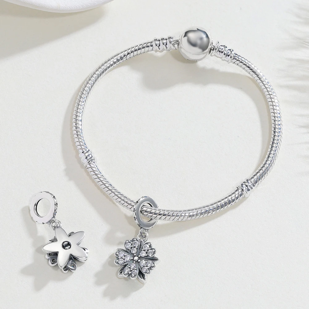 925 Sterling Silver Cherry Blossom Charm Flower Earrings Jewelry Making For Bracelet Women Fashion Jewelry DIY Mother's Day Gift