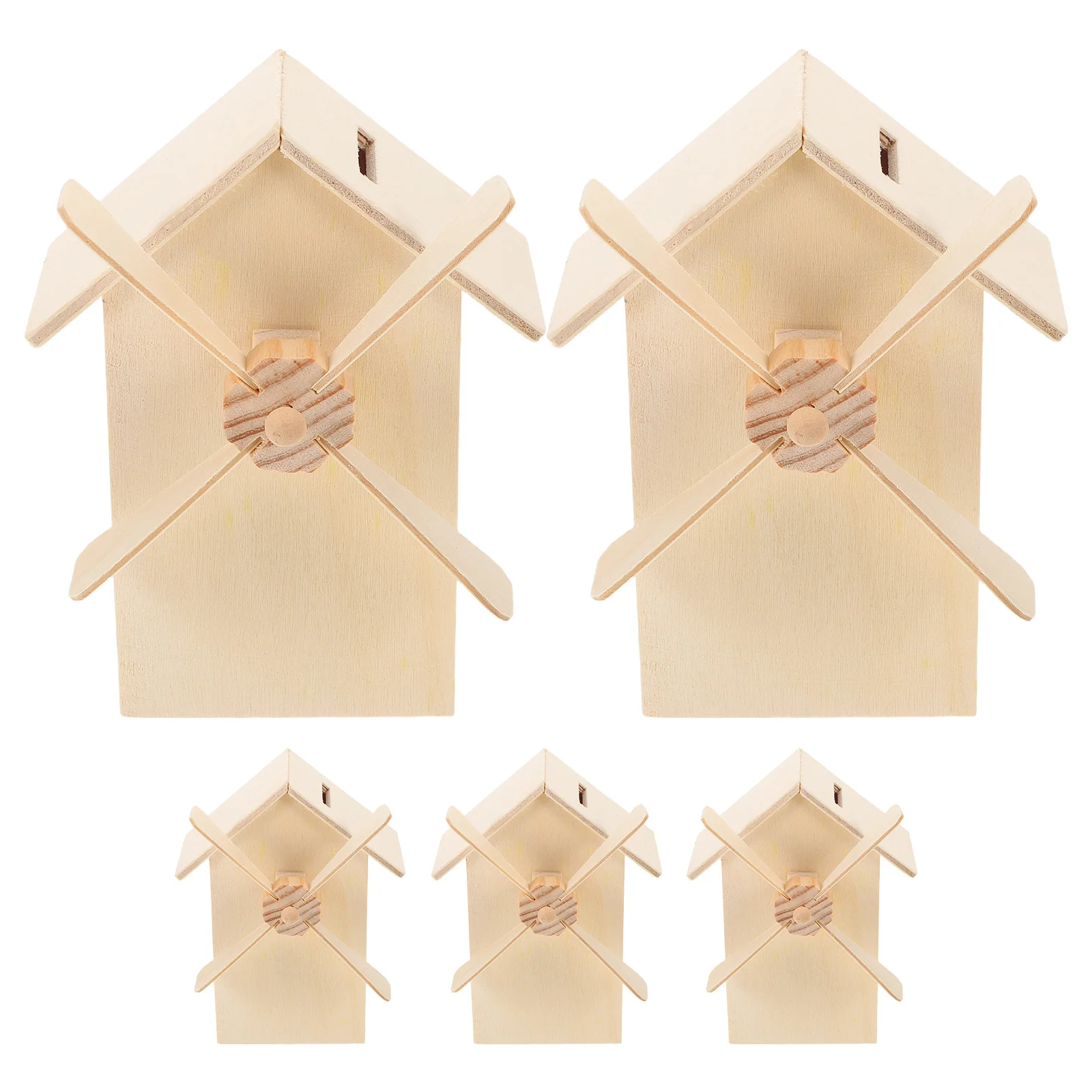 5個入り 未完成の木製貯金箱 風車ハウス DIY 塗装可能 コイン貯金箱 子供用 木製貯金箱 貯金箱クラフト