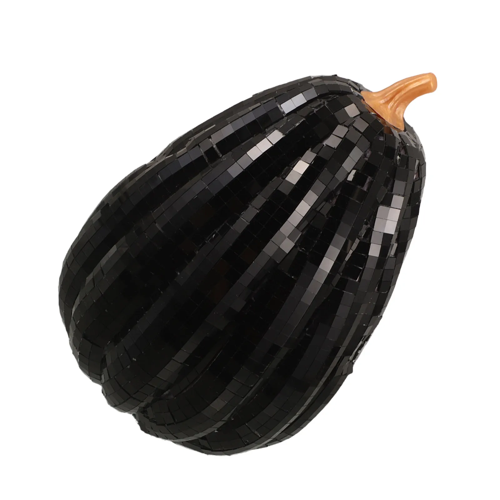 Black Disco Pumpkin Reflective Mirror Glass Resin Autumn Ornament Halloween Thanksgiving Fall Centerpiece Table Decoration