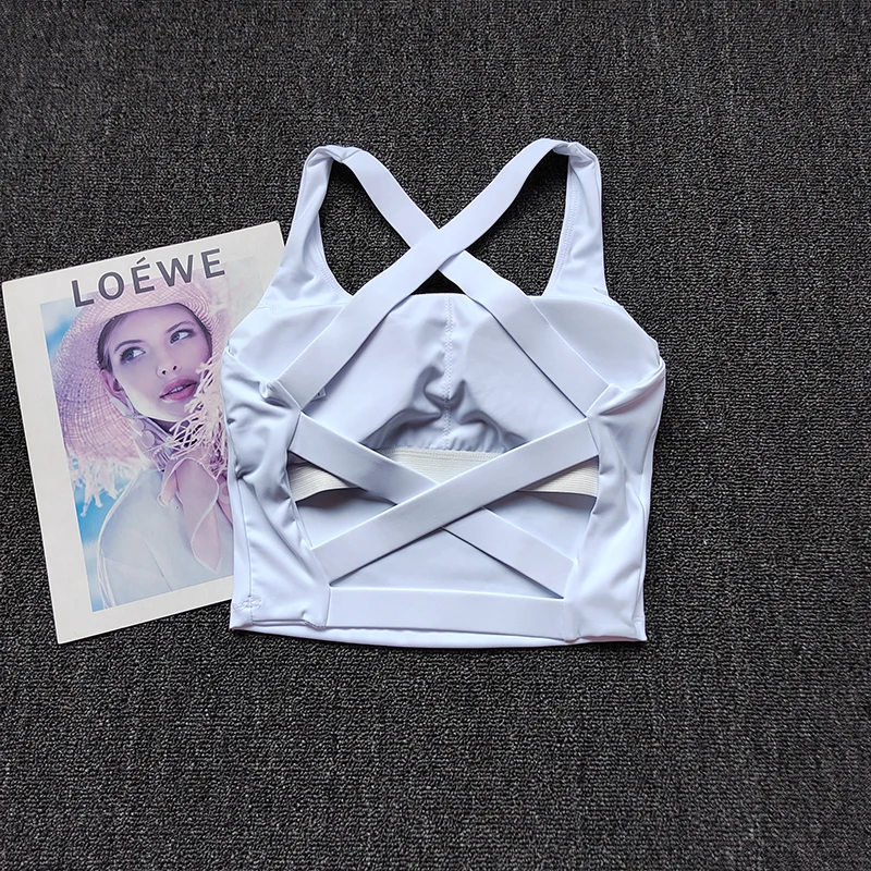 New Gym Product with Chest Cushion Cross-bearing Sports Professional Lingerie Wearing Yoga Vest Pilates Training Fitness Bra image 5