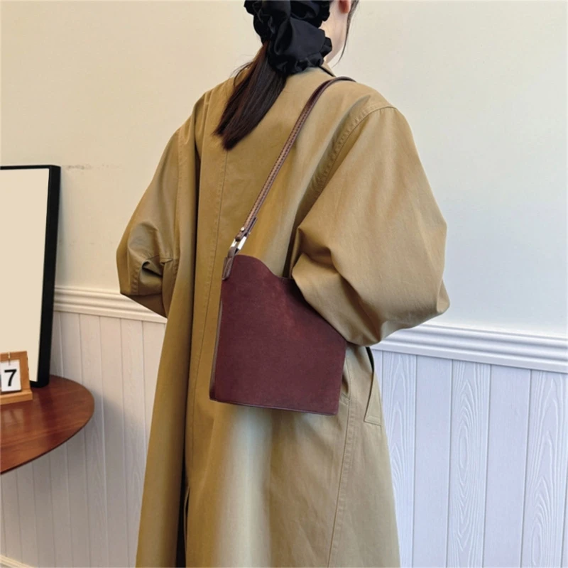 

Autumn Winter Bucket Bag for Women Shoulder Bag PU Leather Crossbody Bag Dropship
