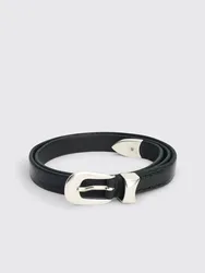 Momoluna Women Buckled Leather Belt Black 2 Cm Belt