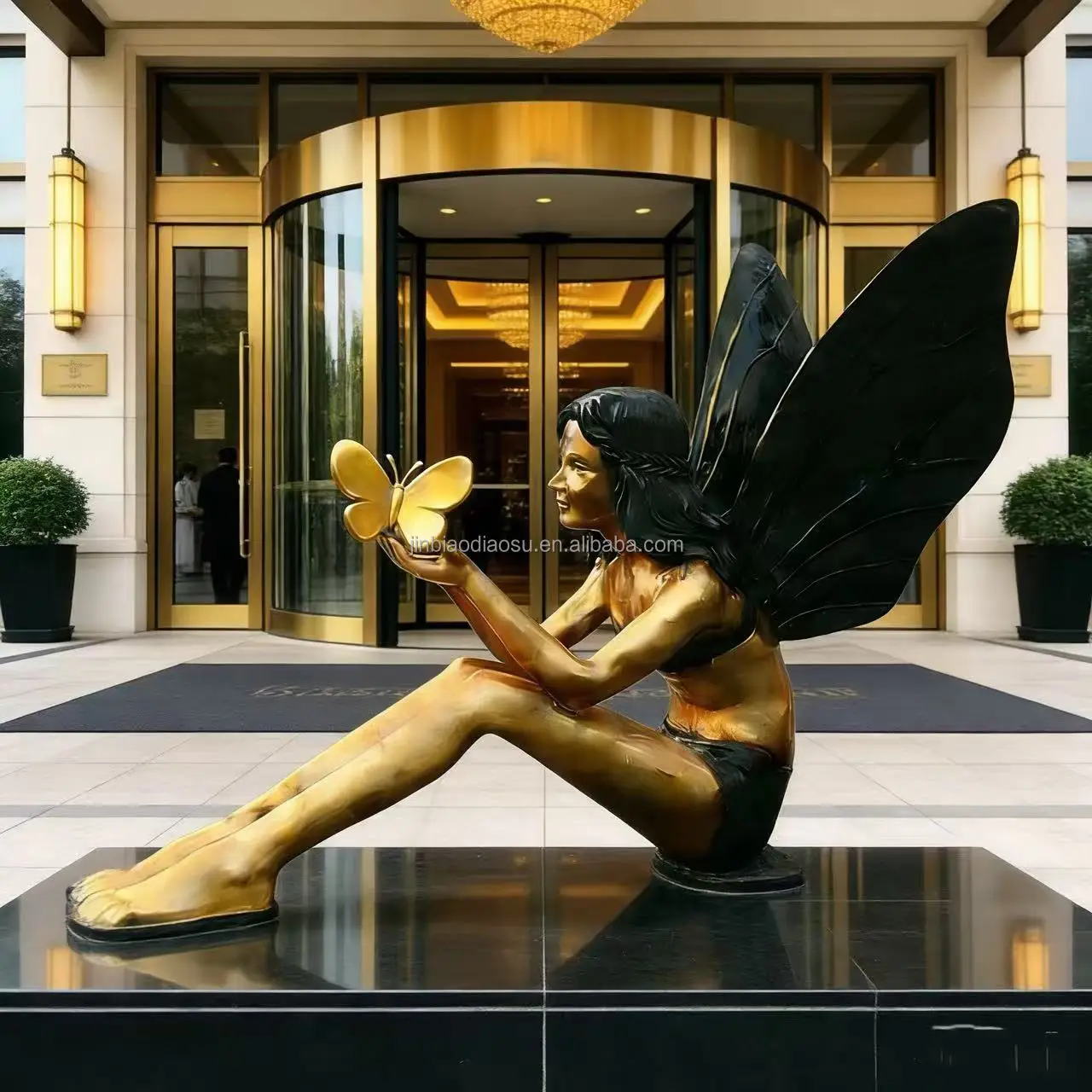 Life Size Modern Bronze Fairy Angel Statue with Butterfly Private Garden Landscape Sculpture Casting