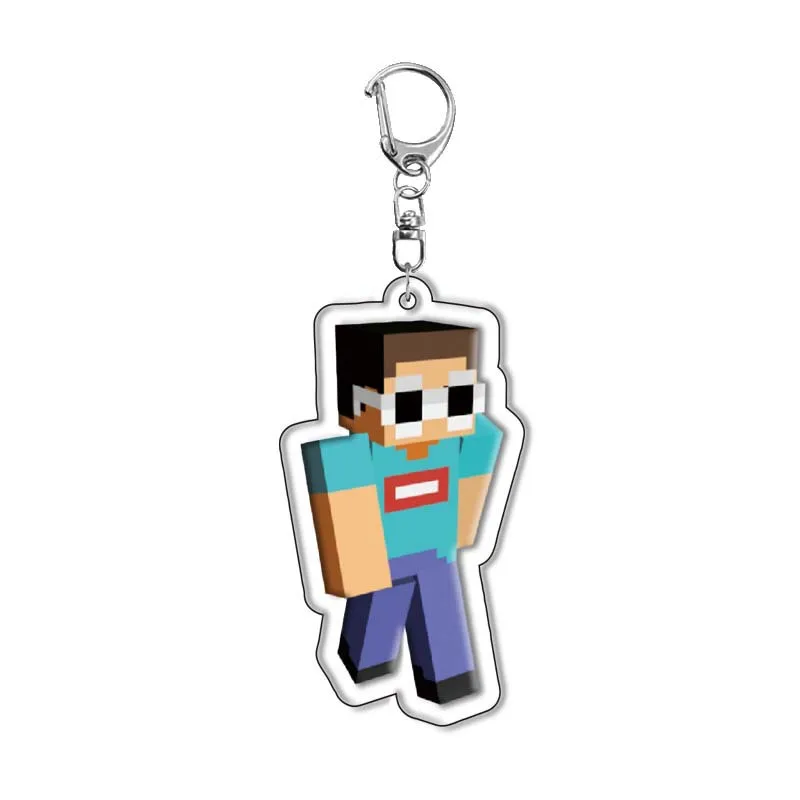 Block World Acrylic Keychain Pixel World Pendant Hero Keyring Cubic Explorer Charm Craft Game Related Kingrings New Collection