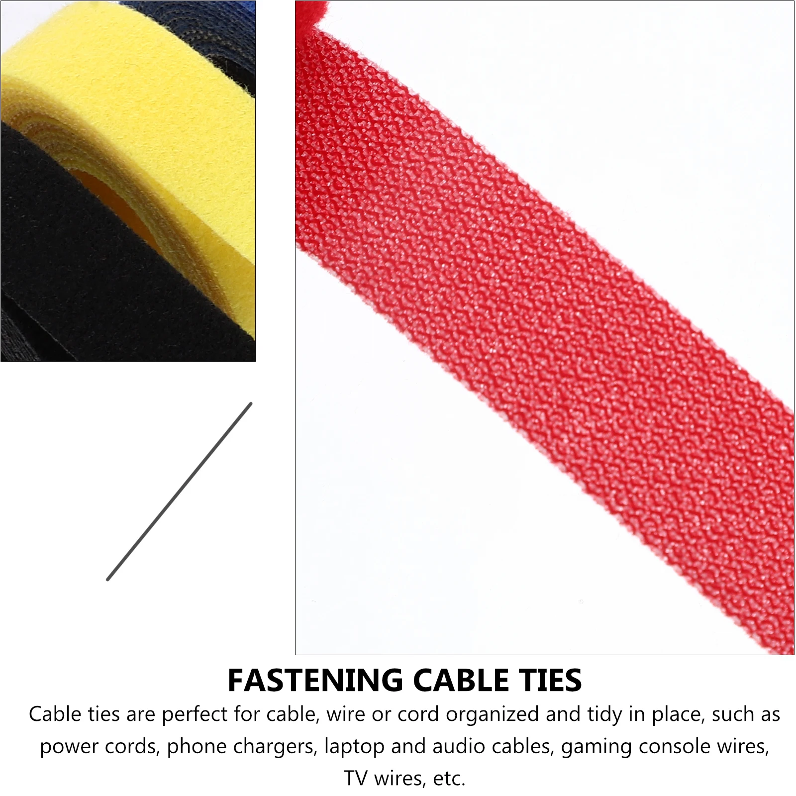 

6 Rolls Cable Straps Reusable Fastening Ties Hook Loop Cord Organizer Wire Management Home Office Gaming Console Wires