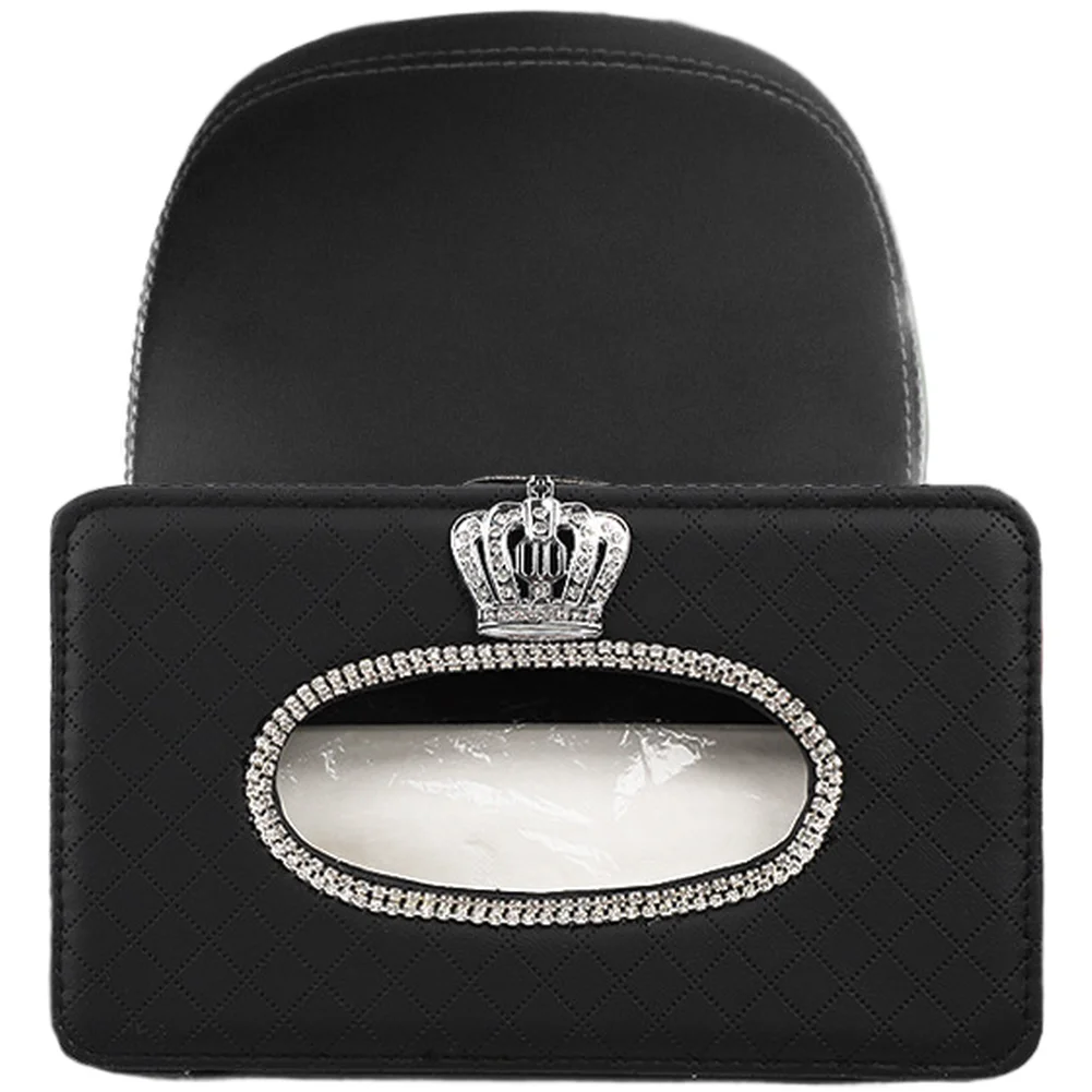 Backseat Tissue Holder Car Tissue Box Car Backseat Organizer Stylish Car Tissue Box Car Decoration Crown Pattern
