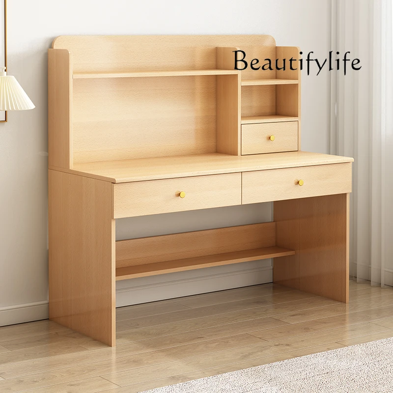 

Light luxury solid wood bookshelf study table writing desk small apartment home computer desk desktop high-end new model