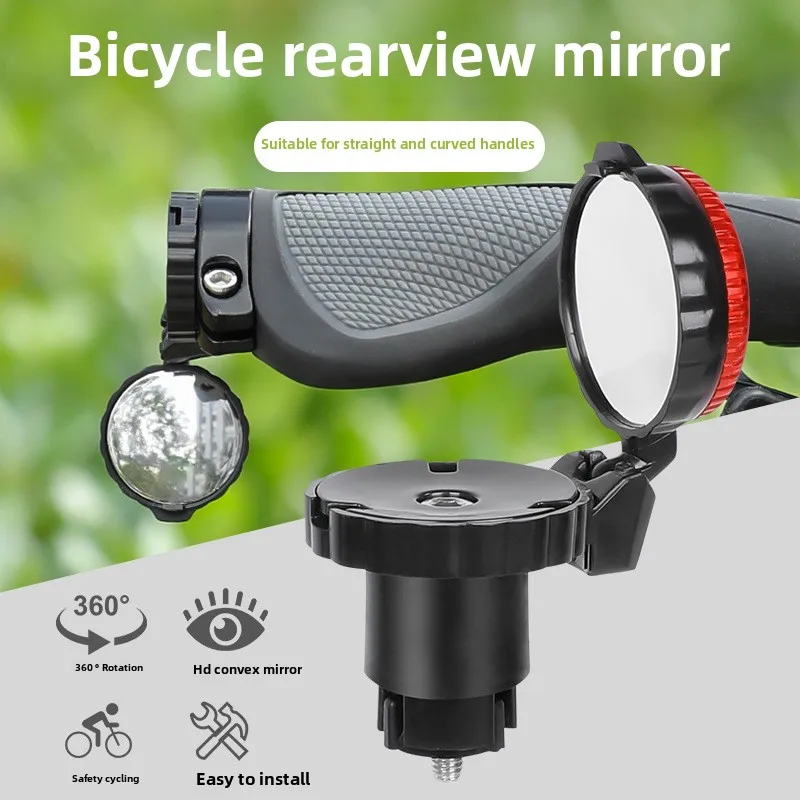 

Bicycle Rearview Mirror Adjustable Rotate Cycling Handlebar Led Warning Light Rear View Mirrors Bike Accessories Safe Riding