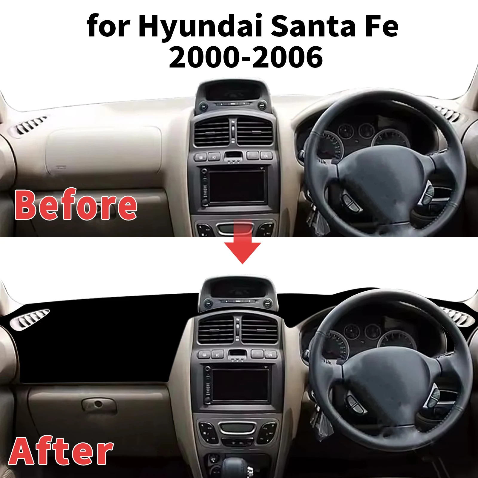 for Hyundai Santa Fe 2000-2006 SantaFe Dashboard Cover Sun Shade Protector Dashmat Anti-Glare UV Block Carpet Mat Dash Mat