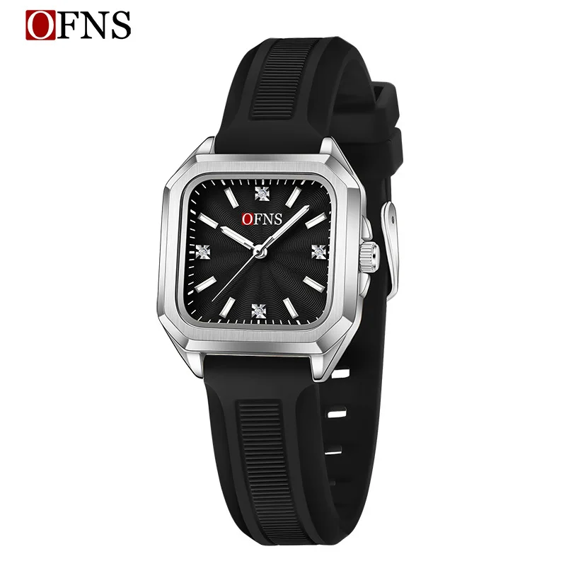 men's and women's watches, silicone straps, fashion student exam watches, waterproof luminous square octagonal quartz watches