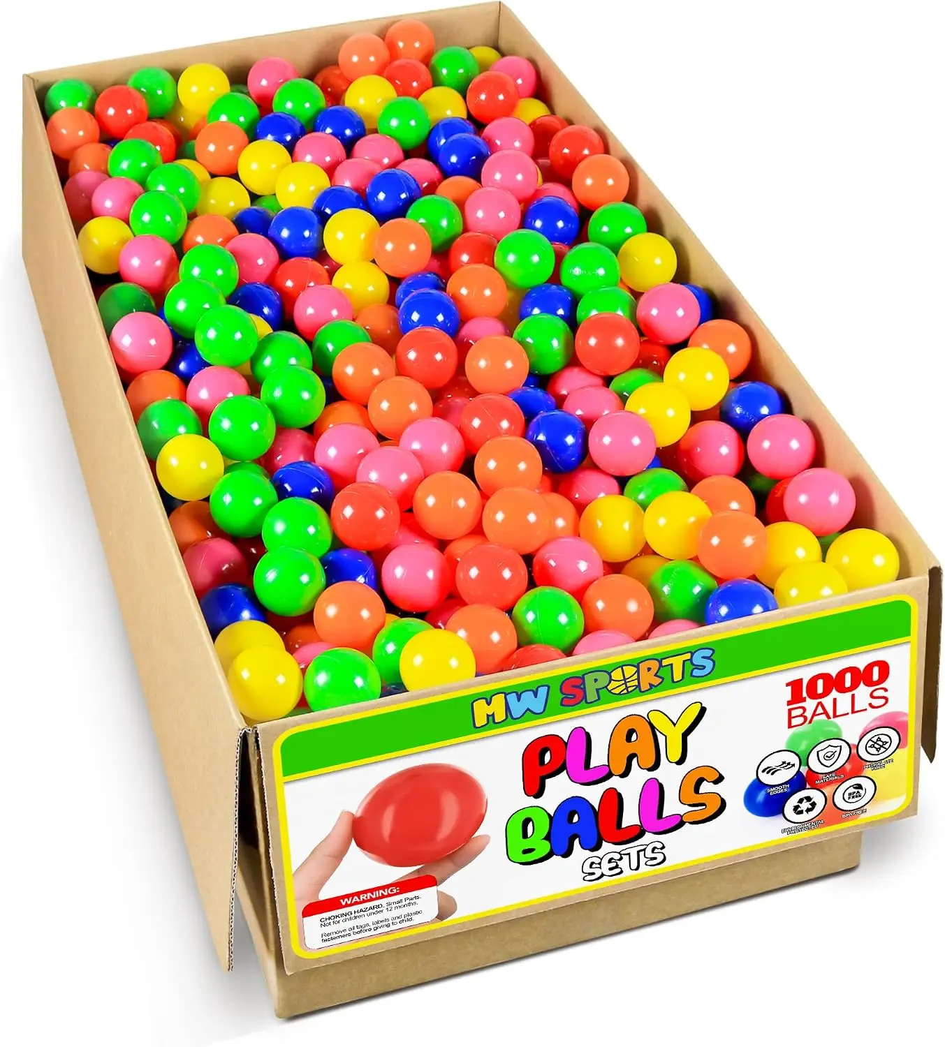 Ball Pit Balls for Kids and Toddlers, Plastic Crush Proof, Phthalate & BPA Free, in Carton, Assorted Colors (1000 Balls)