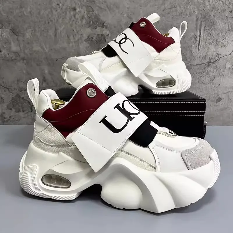 Men's Casual Sport Shoes Spring Autumn Thick Bottom Dad Shoes Lightweight Trendy Slip-On Versatile Flat Heel Rubber Sole